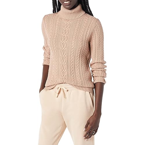 Amazon Essentials Women's Fisherman Cable Turtleneck Sweater (Available in Plus Size)