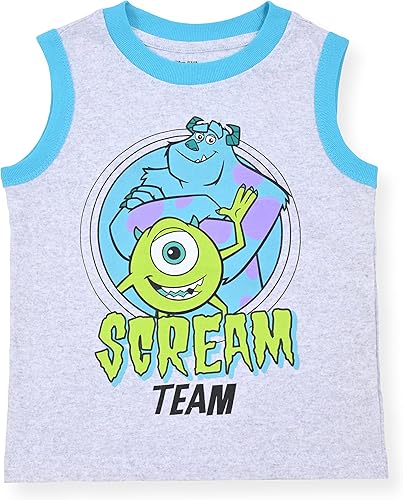 Miniatura 2 de Disney Monsters Inc Mike Wazowski and James Sullivan - Camisetas sin mangas para niños pequeños, paquete de 2 unidades, color grisverde