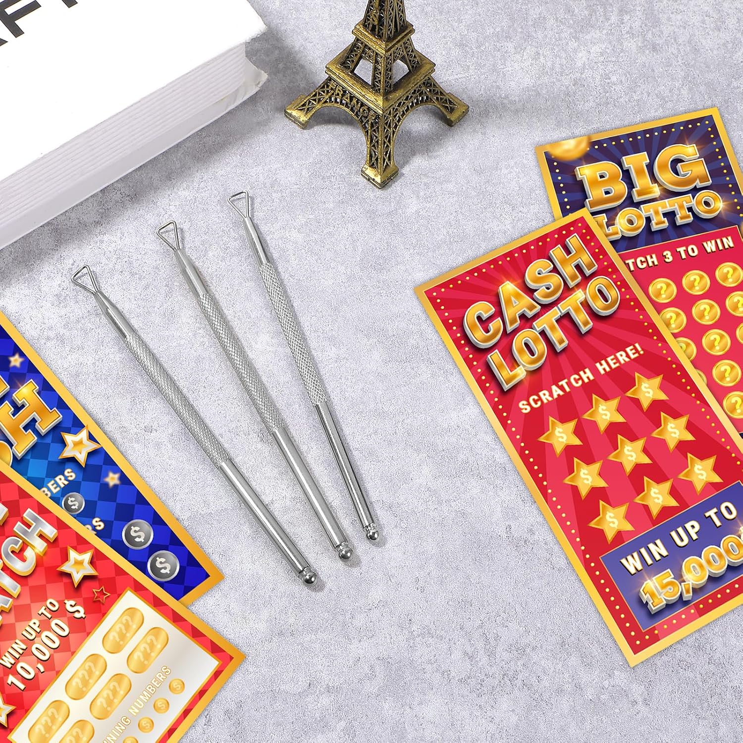 3 Pcs Lottery Ticket Scratcher Tool, Metal Scratch Off Tool Lottery Scratcher Tool Lottery Ticket Holders Multi-Use Lotto Scratcher Tool Save Arthritic Hands for Lottery Ticket Stickers Labels