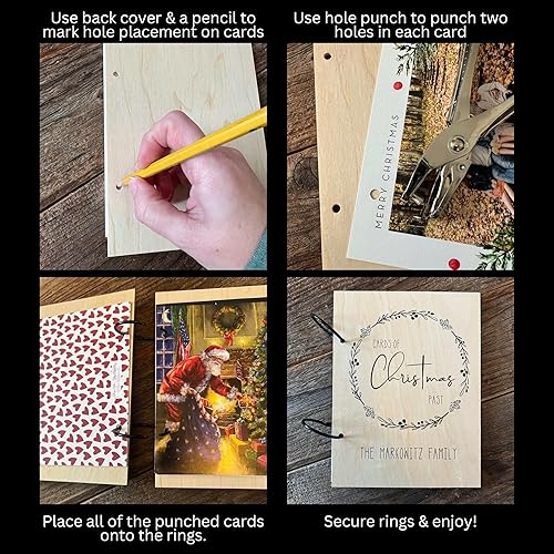 Miniatura 4 de Holiday Card Organizer  Wood Card Keeper  Christmas Greeting Card Holder  Personalized Gift