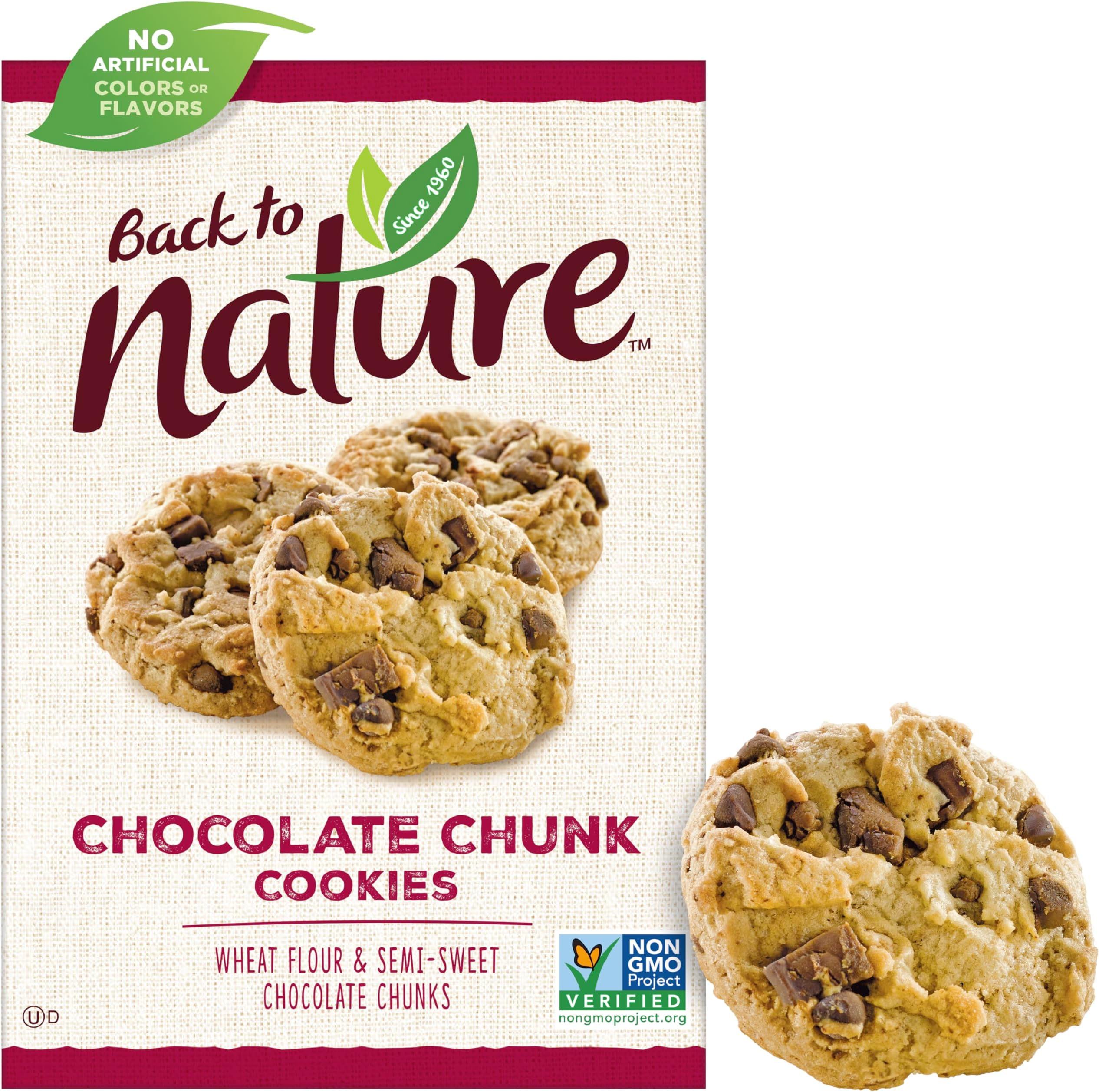 Back to Nature Chocolate Chunk Cookies - Dairy Free, Non-GMO, Made with Wheat Flour, Delicious & Quality Snacks, 9.5 Ounce