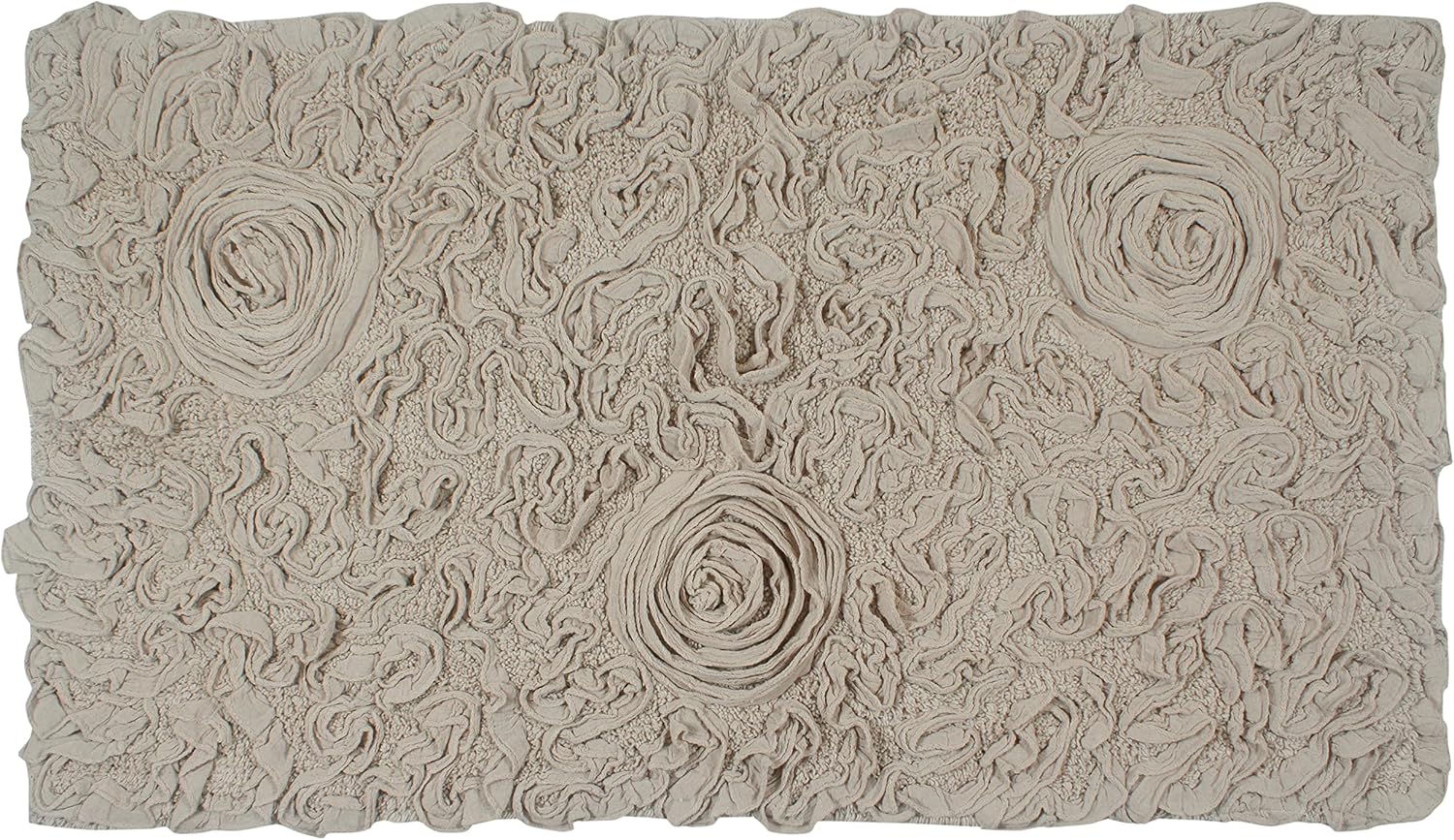 Home Weavers Bell Flower Collection 100% Cotton Tufted Bath Rugs, Extra Soft and Absorbent Bath Rugs, Non-Slip Bath Mats, Machine Washable, Bath Mats for Bathroom Floor, 24"x40" Rectangle, Linen