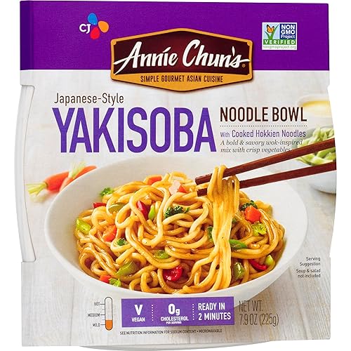 Miniatura 5 de Tazón de fideos Yakisoba Annie Chuns sin OMG vegano estable en el estante 8 oz paquete de 6 comida sabrosa al estilo japonés
