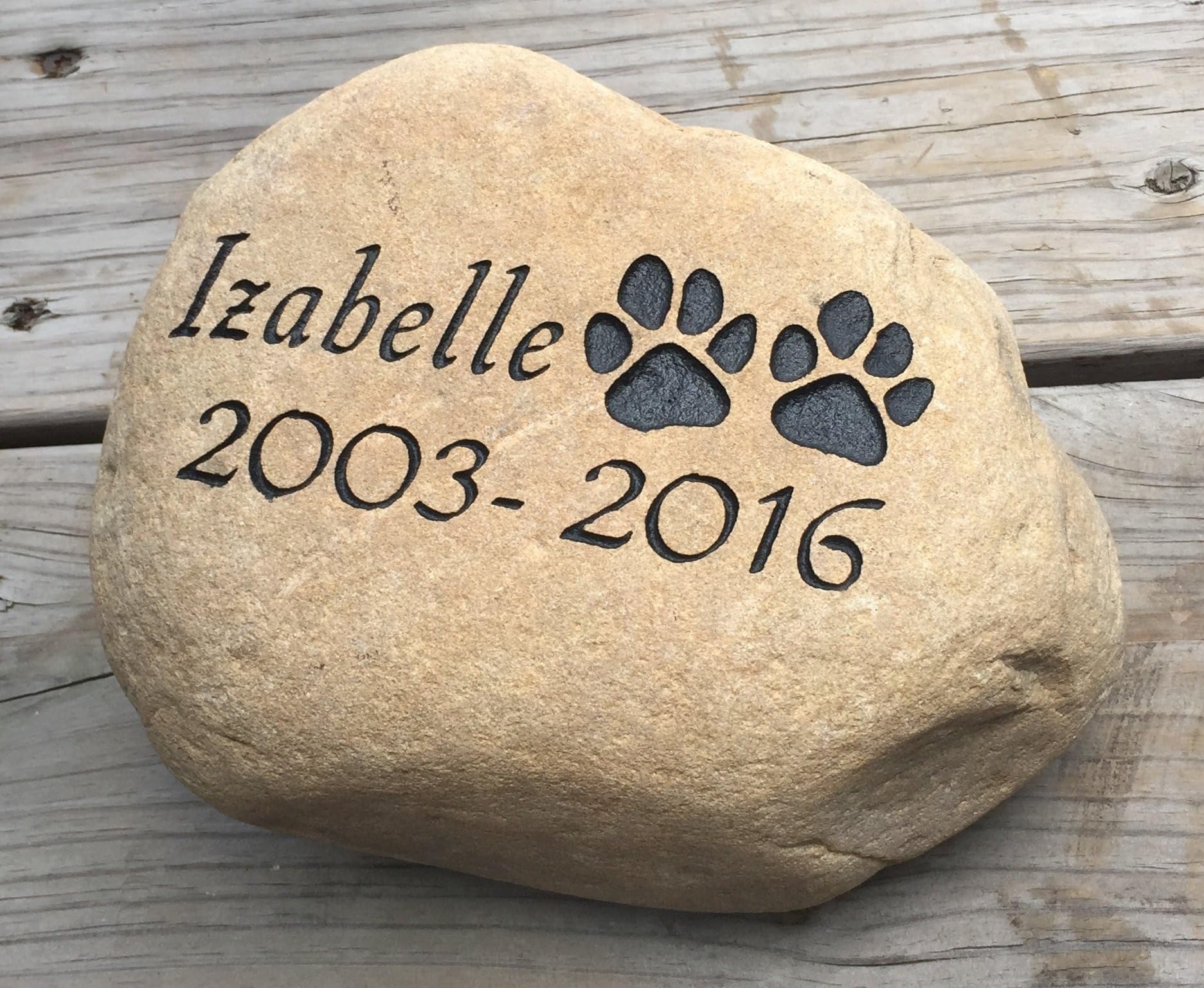 Upstate Stone Works Personalized Dog Pet Memorial River Stone | Custom Engraved Natural Stone | Outdoor Garden or Grave Marker | 8–10” Natural River Rock