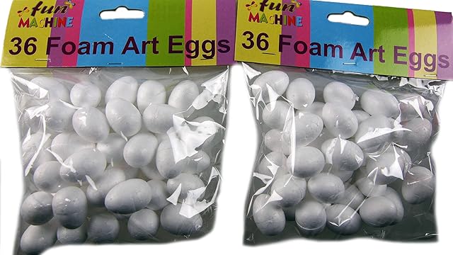 DP Set of 72 Mini White Foam Craft Easter Eggs - Ready To Paint Or Decorate
