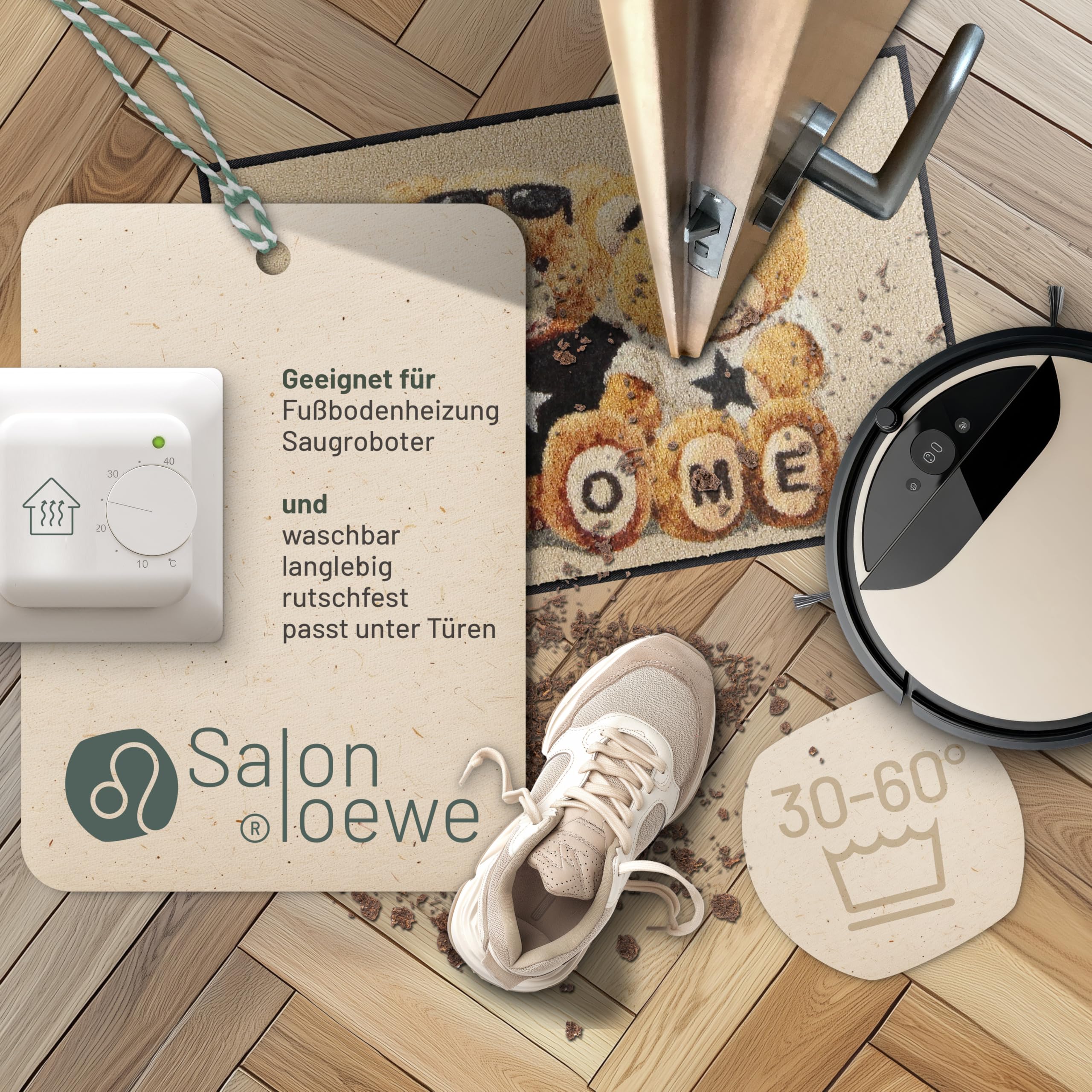 Salonloewe Fussmatte Home Teddys I Schmutzfangmatte & Fußabtreter für Innen 50 x 75 cm