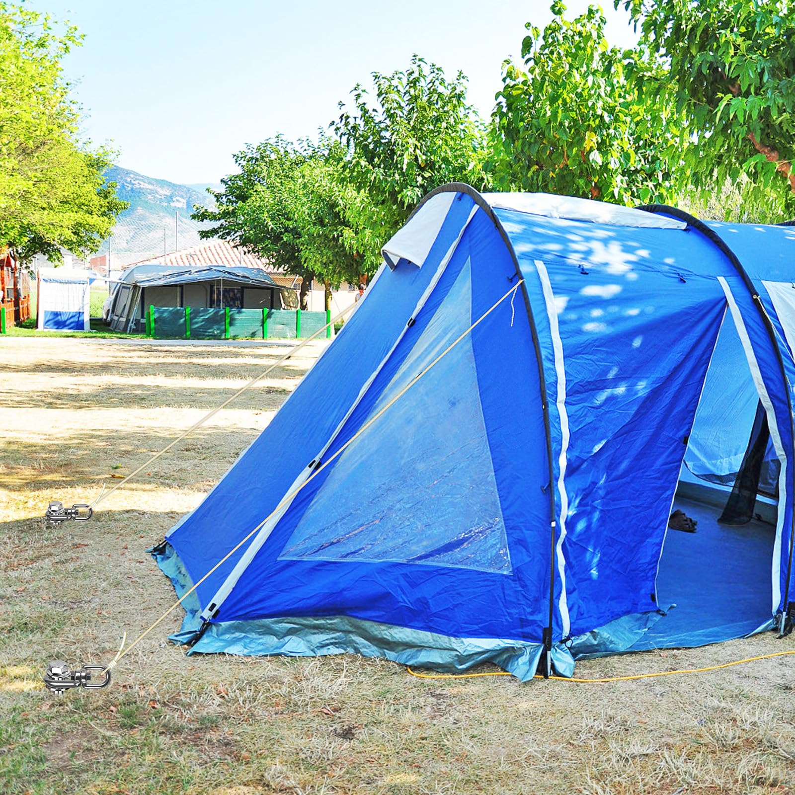 Insaga Lot de 4 piquets d'ancrage au sol de 61 cm avec tête hexagonale et réglage pivotant à 360 ° – Piquets de tente robustes pour trampolines, mobil-homes, balançoires, abris de voiture et sécuriser