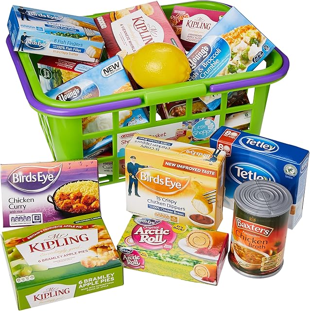 Casdon Shopping Basket | Colourful Toy Shopping Basket For Children Aged 3+ | Comes With Miniature Versions Of Popular Branded Foods!