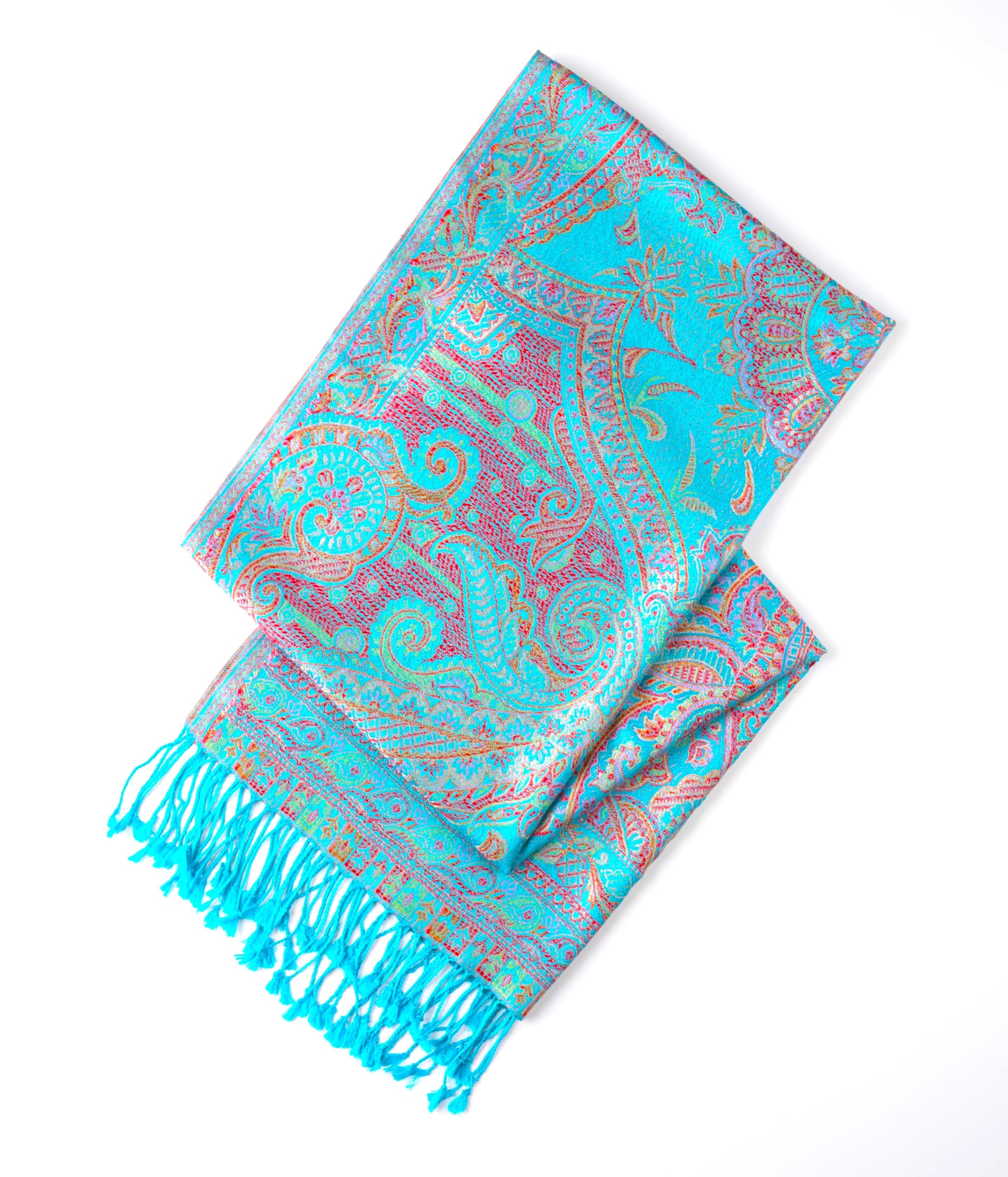 Sciarpa di seta multicolore Aqua Metallic Paisley, Sciarpa di seta, Sciarpa leggera, Sciarpa da donna, Regalo per lei, Sciarpa da spalla, Sciarpa estiva, Sciarpa primaverile, Multicolore, W:
