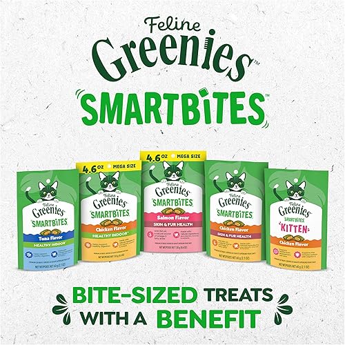 Miniatura 8 de Greenies Feline SmartBites - Golosinas naturales para gatitos saludables, crujientes y suaves, sabor a pollo, envase de 16 onzas