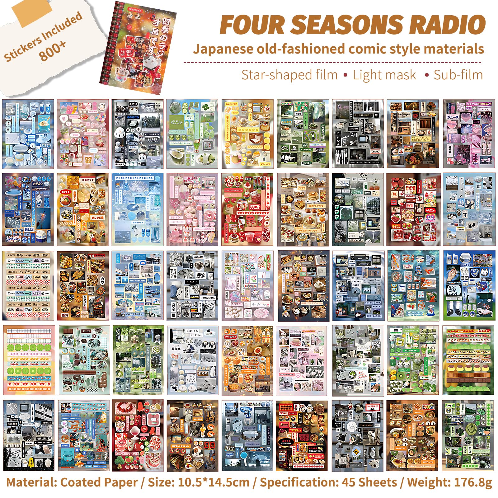 Japanese Manga Style Sticker Book,45 Sheets 800+ of Romantic Memory Series Books Style Material Decoration - Image 2