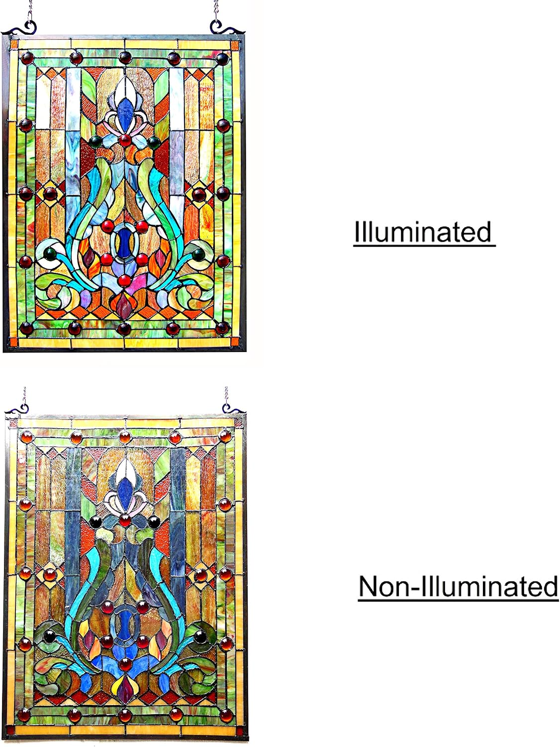Tiffany-Glass Victorian Window Panel 18x24