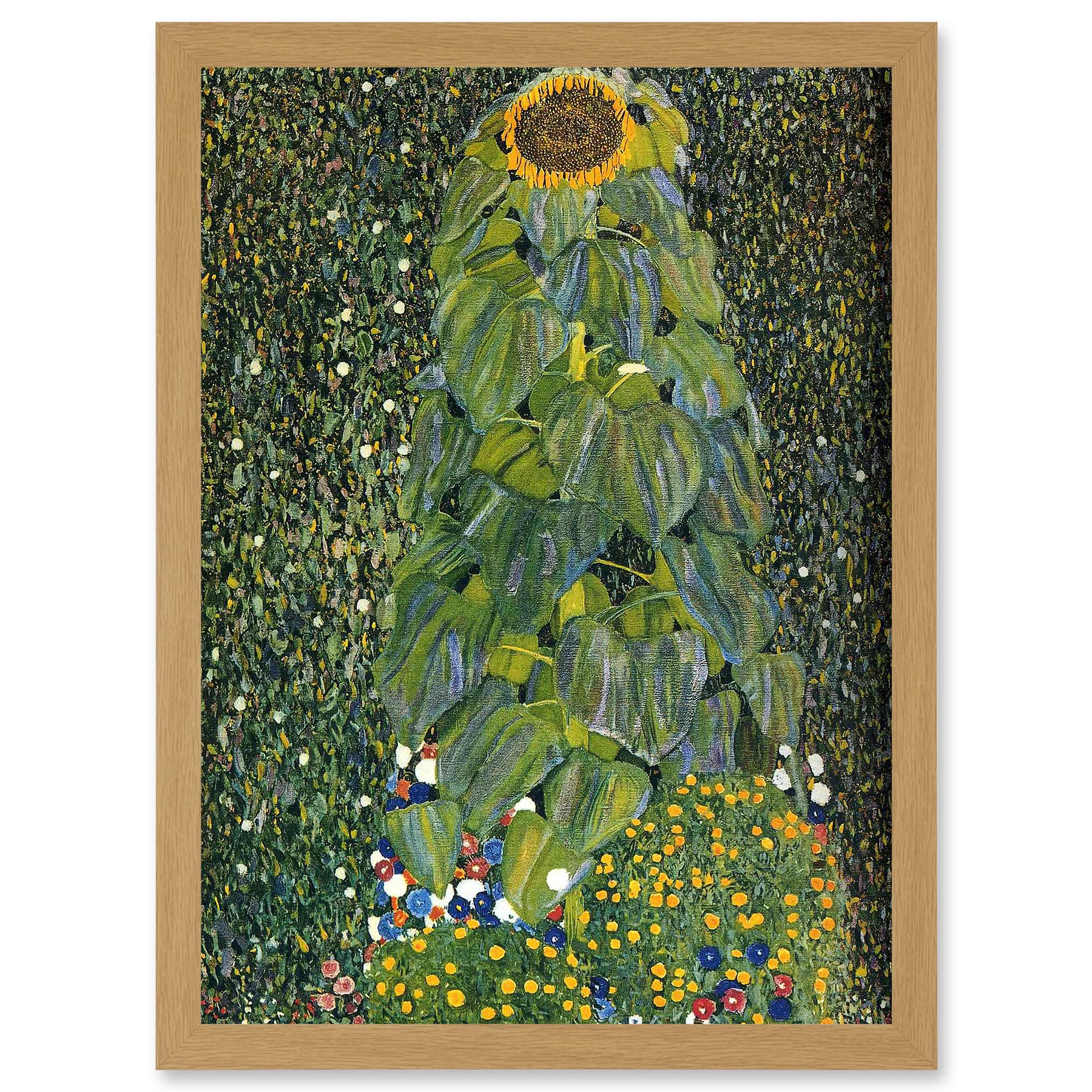 Wee Blue Coo Framed Light Oak A3 Gustav Klimt The Sunflower 1907 Old Master Painting Artwork Framed A3 Wall Art Print