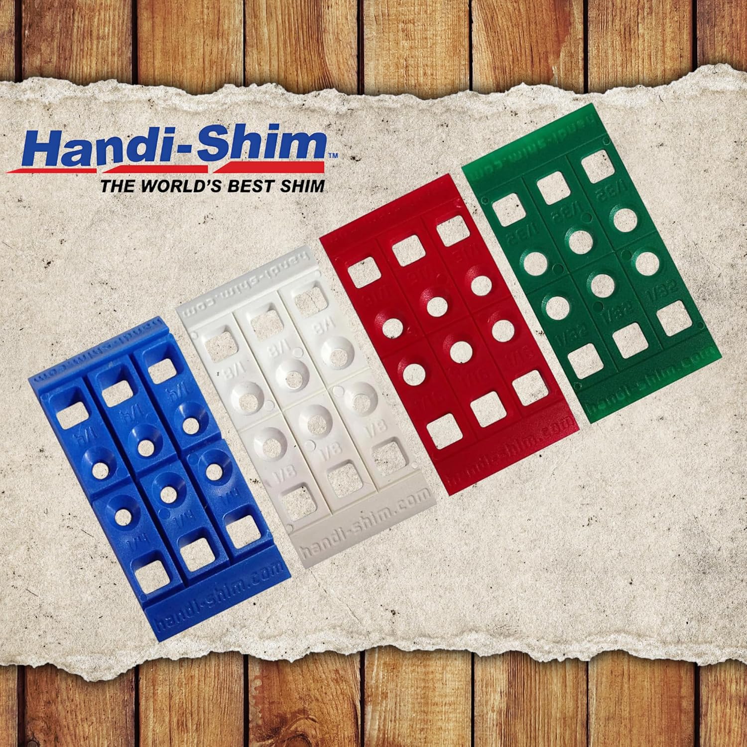 Handi-Shims 1/4" Plastic Construction Shims (Blue, 100 Pack) – Heavy Duty Reusable Spacers for Leveling Cabinets, Tile, Plumbing & Masonry – Compression-Resistant, Snap-to-Size Wedges