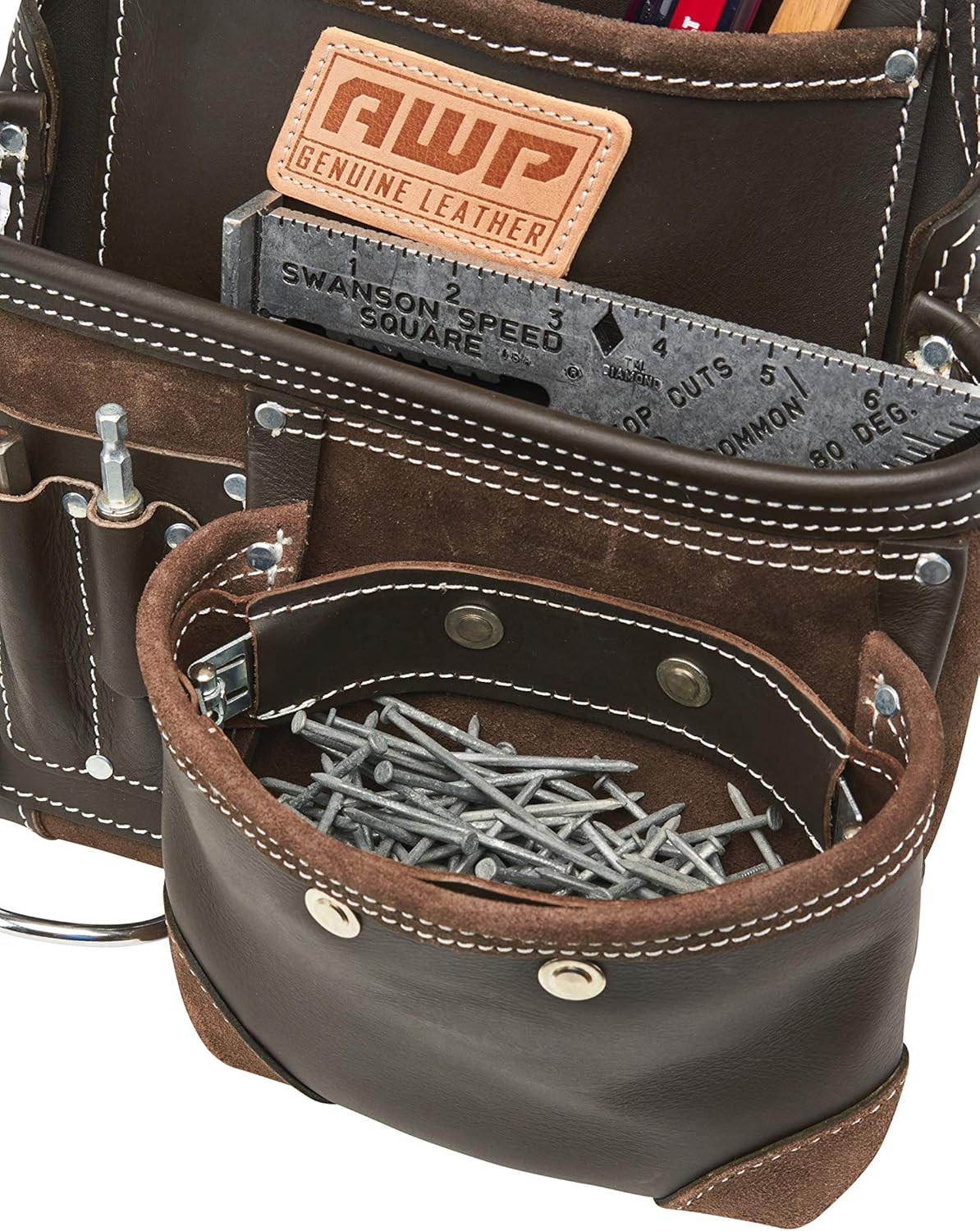 AWP TrapJaw Oil-Tan Leather Tool Pouch | 7 Pocket Tool Organization Pouch for Work Belt - - 