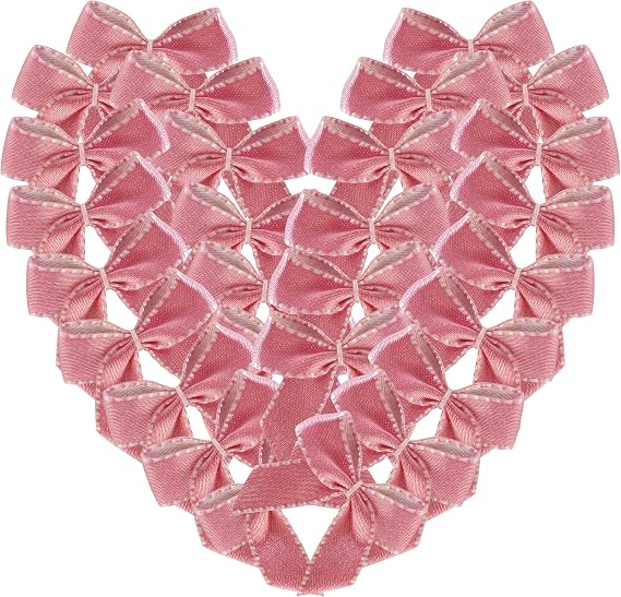 50pcs 1.2-Inch Baby Pink and Hot Pink Mini Satin Ribbon Bows for Crafts Small Ribbon Bows for Christmas Ornaments Decoration Embalishement(Pink)