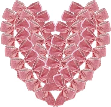 50pcs 1.2-Inch Baby Pink and Hot Pink Mini Satin Ribbon Bows for Crafts Small Ribbon Bows for Christmas Ornaments Decoration Embalishement(Pink)