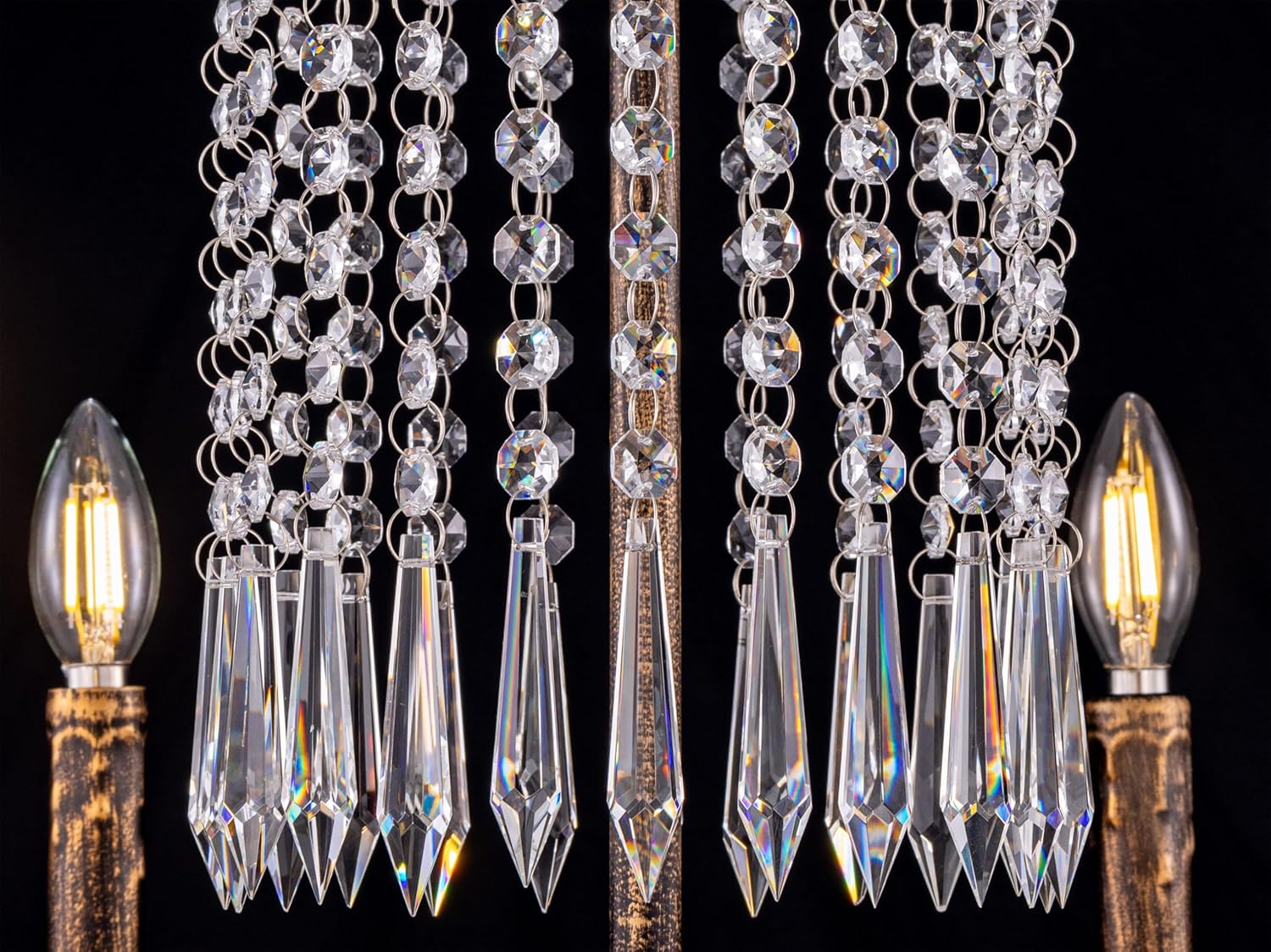 TOCHIC Crystal Chandelier for Dining Room, 25" French Empire Crystal Chandeliers for Bedroom, Rustic Farmhouse Chandelier Kitchen Island Light Fixture, Antique Bronze Chandelier for Living Room Foyer