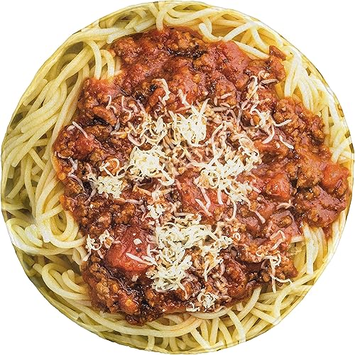 Ambesonne Cuisine - Manta redonda de franela de forro polar, plato de espaguetis boloñesa tradicional italiana para cocinar pasta, decoración para