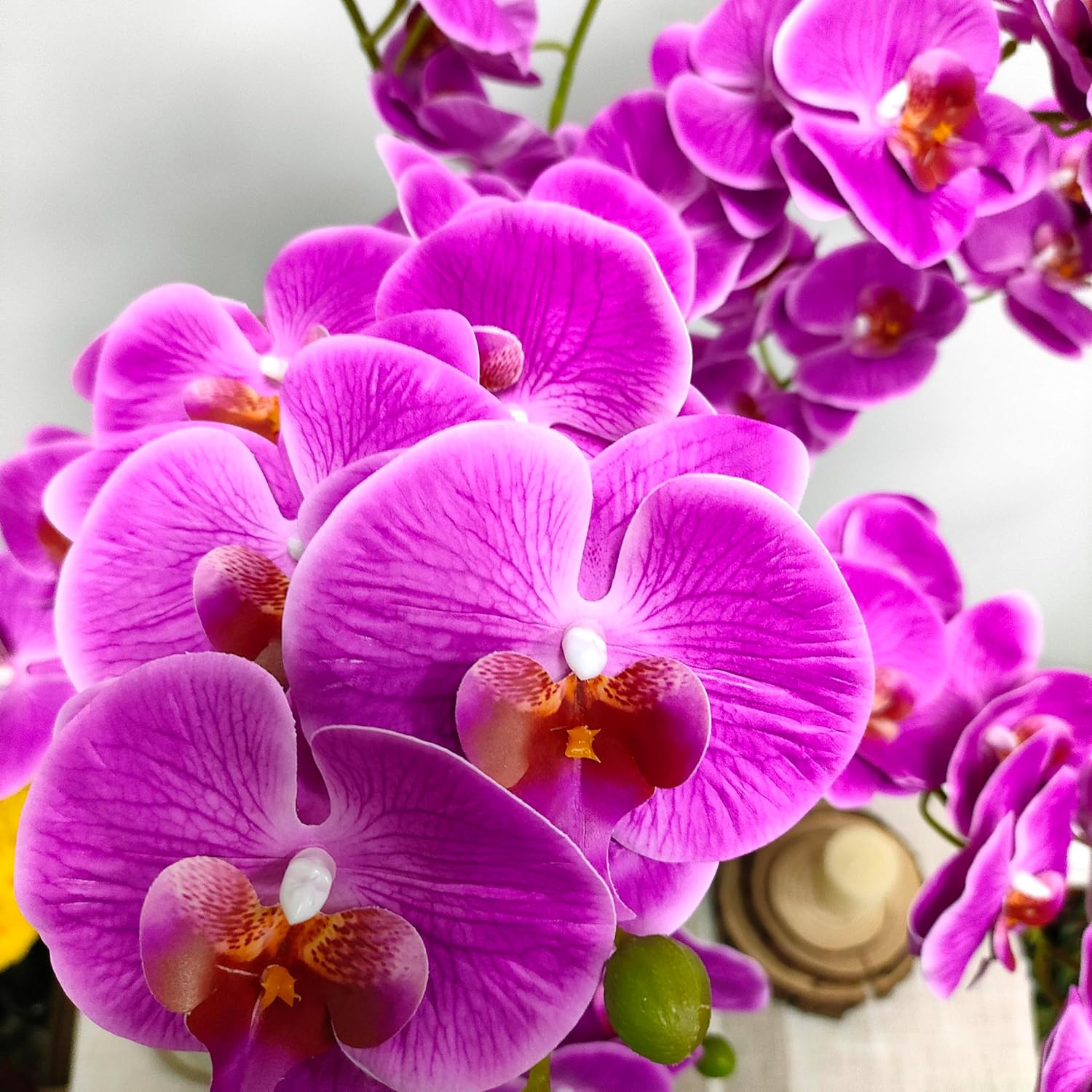 ATFL 8 Pack Purple Orchid Artificial Flowers Real Touch, 32'' Artificial Fake Faux Silk Orchid Stem Bouquets for Wedding Party Home Garden Decor,Orquideas Artificiales para Decora (excluding The Pot)