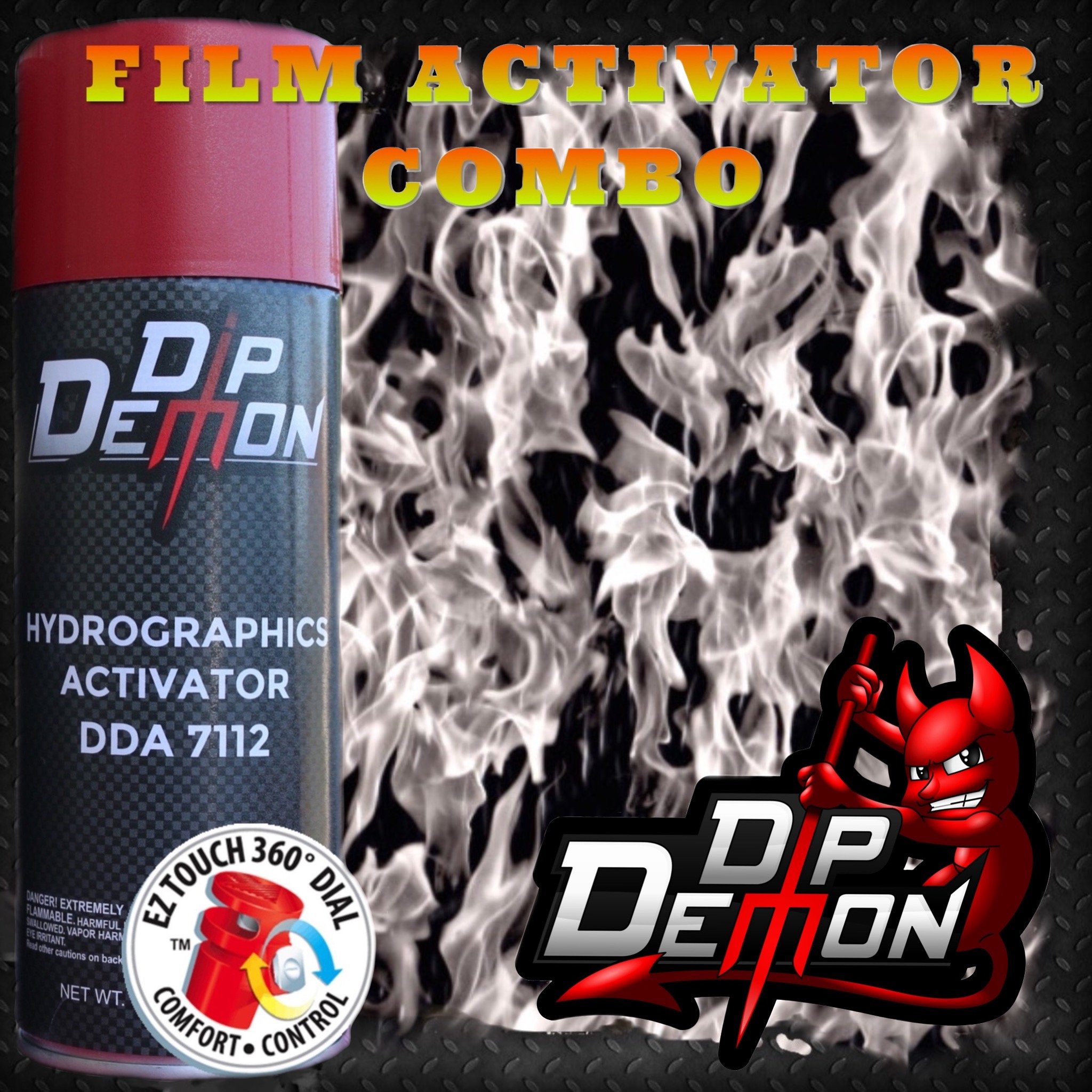 Hydrographic Film Combo Kit Mini Black/Clear Transparent Flames Hydrographic Water Transfer Film Activator Combo Kit Hydro Dipping Dip Demon