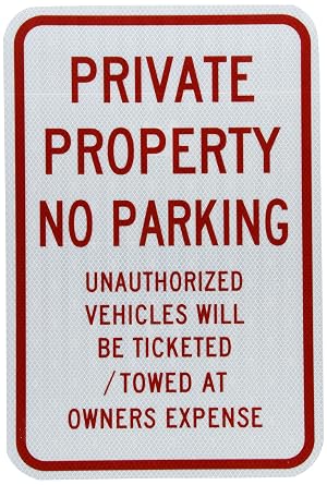Zing Green Products 2274 Recycled Aluminum "Private Property No Parking", Engineer Grade Prismatic, 18" Length, 12" Width