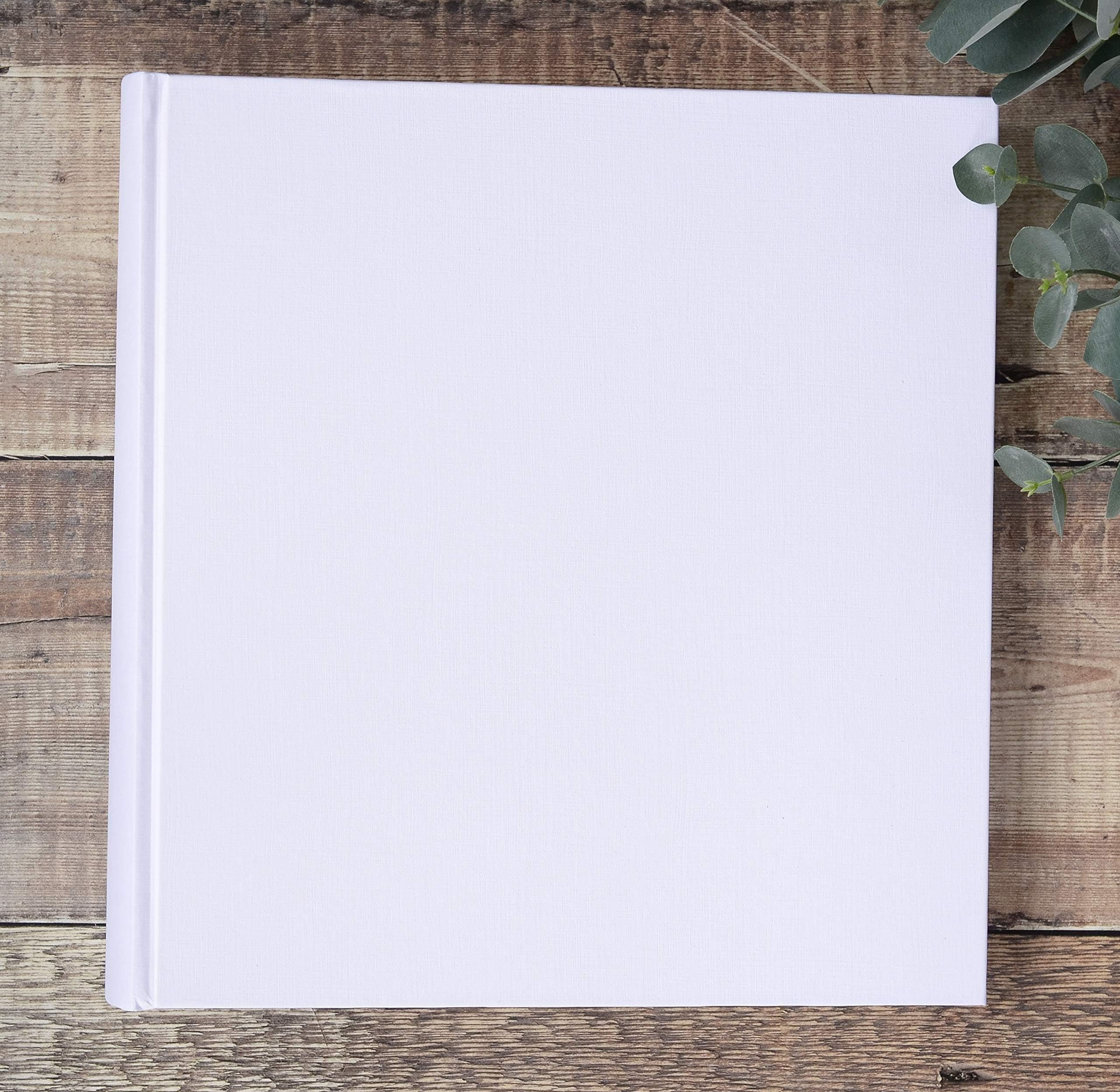 StoriUK Large White Wedding Photograph Album - Traditional Style Plain DIY Photo Album - 50 PAGES / 100 SIDES