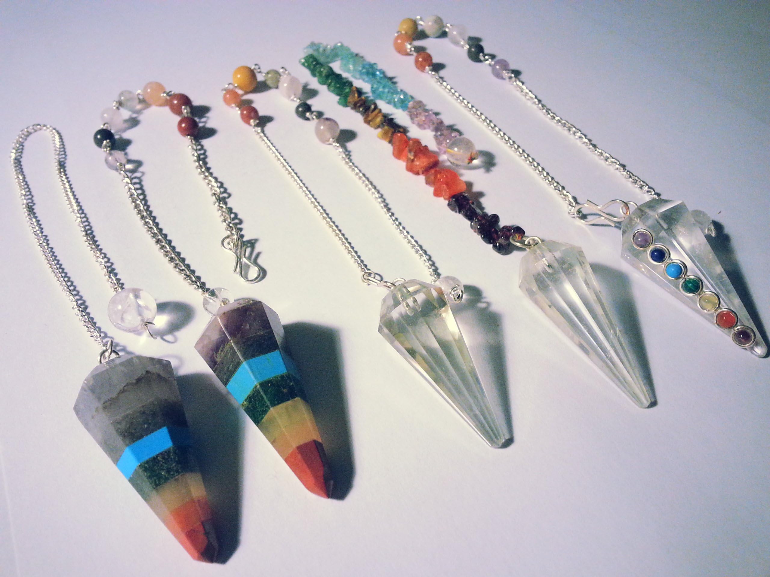 Set 5pcs 7 Chakra Pendulums real gemstones