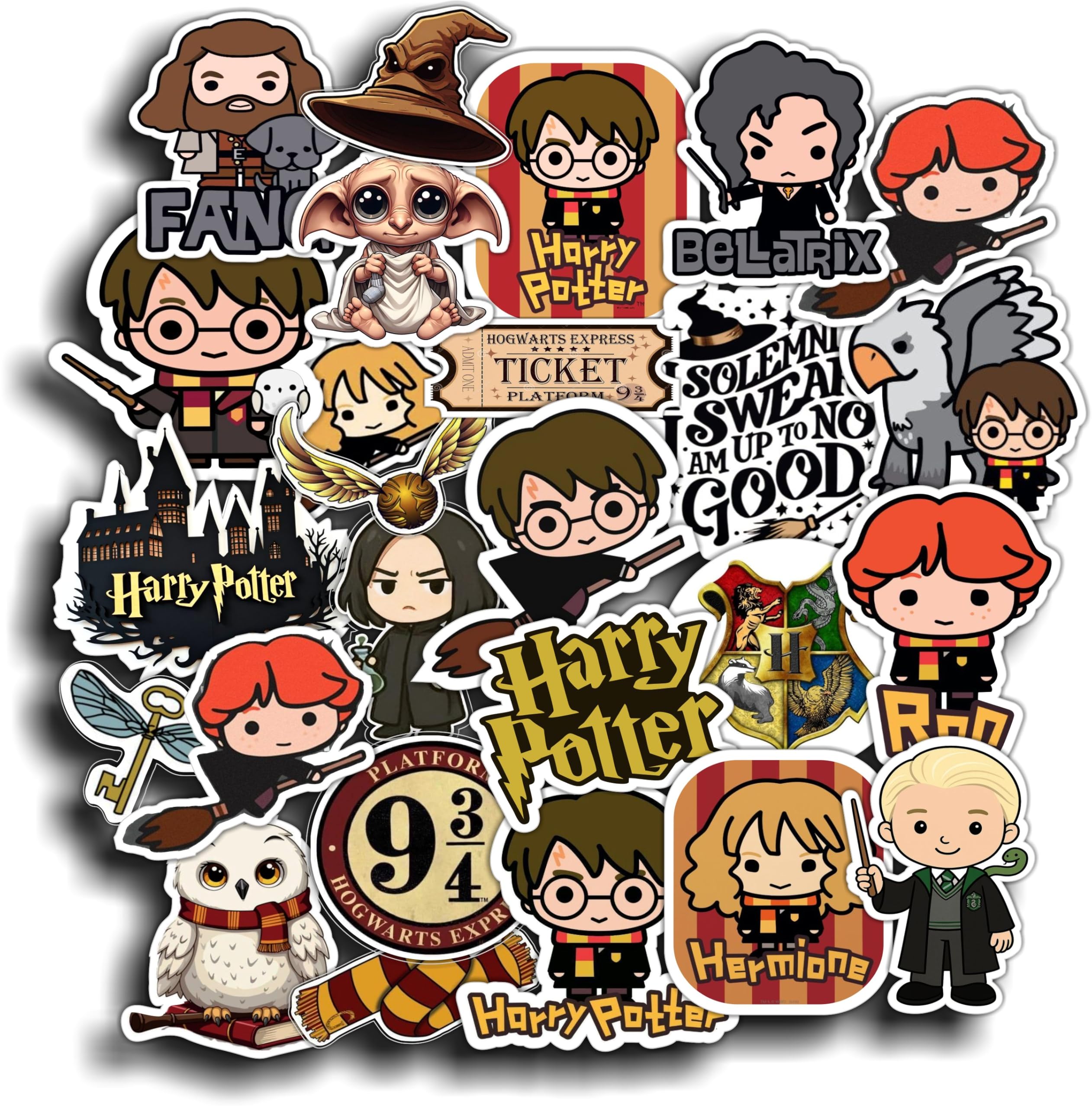 40pc Cartoon Wizard Harry Potter Ron Hermione Laminated Velvet Matte Vinyl Waterproof Stickers for Laptop Water Bottle Skateboard Journal Guitar Mobile Phone Cover Office Stationery Dairy Scrapbook-image-6