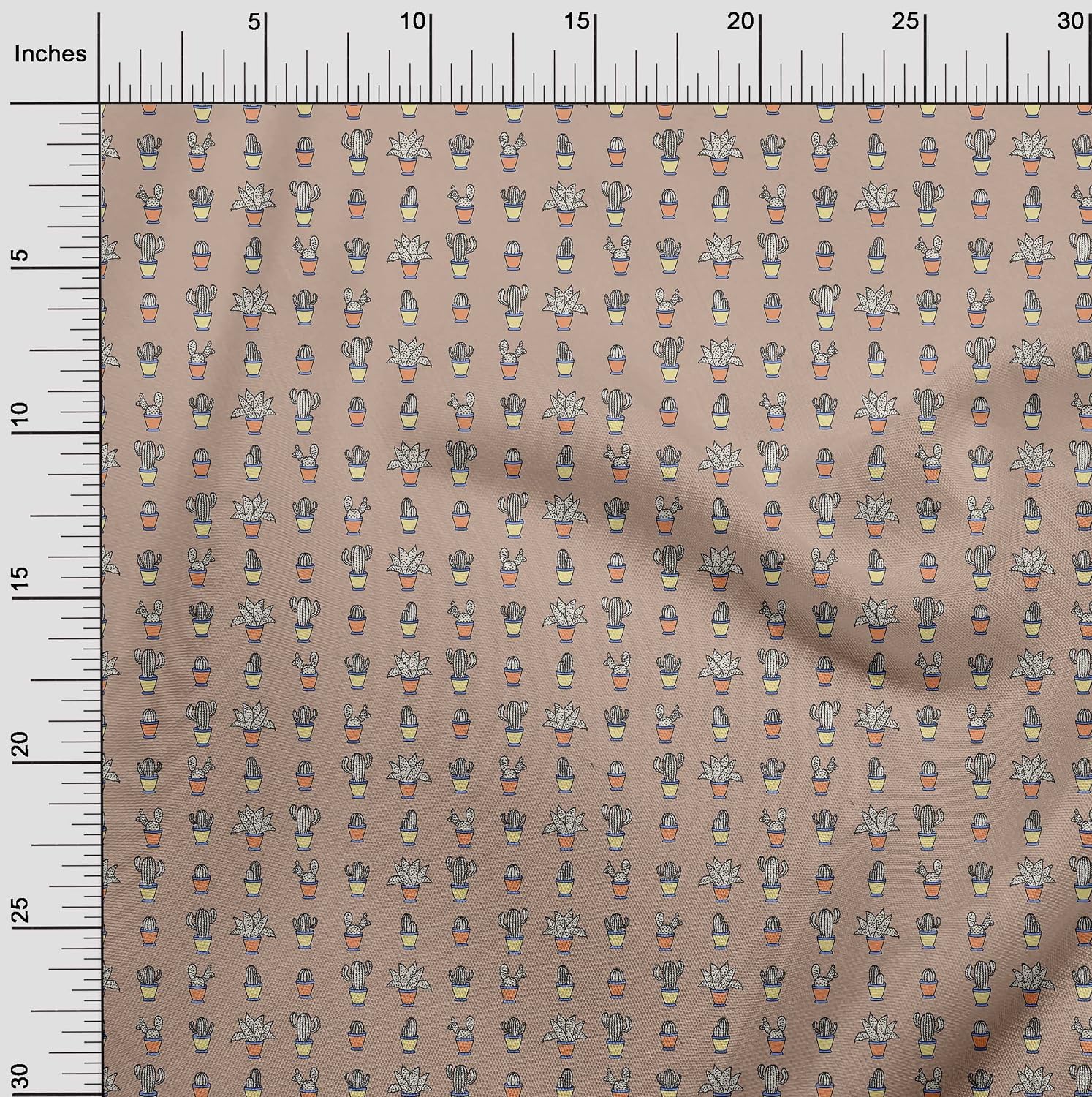 oneOone Viscose Chiffon Tawny Brown Fabric Cactus Quilting Supplies Print Sewing Fabric By The Yard 42 Inch Wide-572-38
