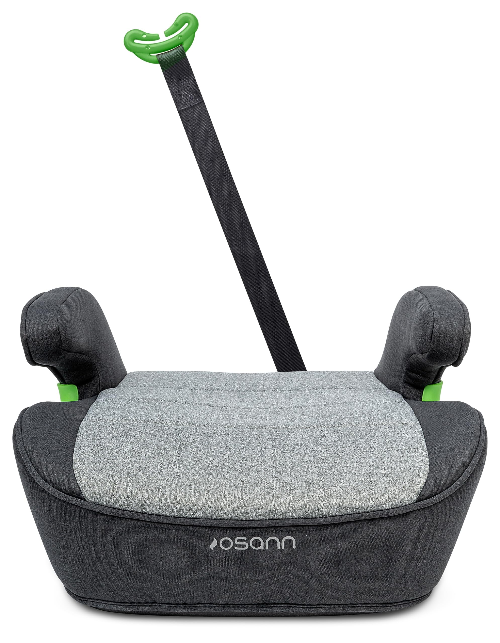 Osann Lux Isofix - Réhausseur de siège auto pour enfant à partir de 6 ans (126-150 cm), flexible et confortable, utilisable avec ou sans Isofix, assise ergonomique et guide de ceinture sécurisé - Gris