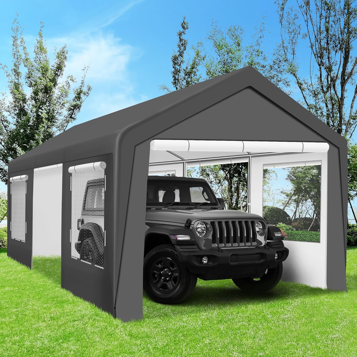 Carport 12x20 FT Heavy Duty Carport Canopy, Portable Garage