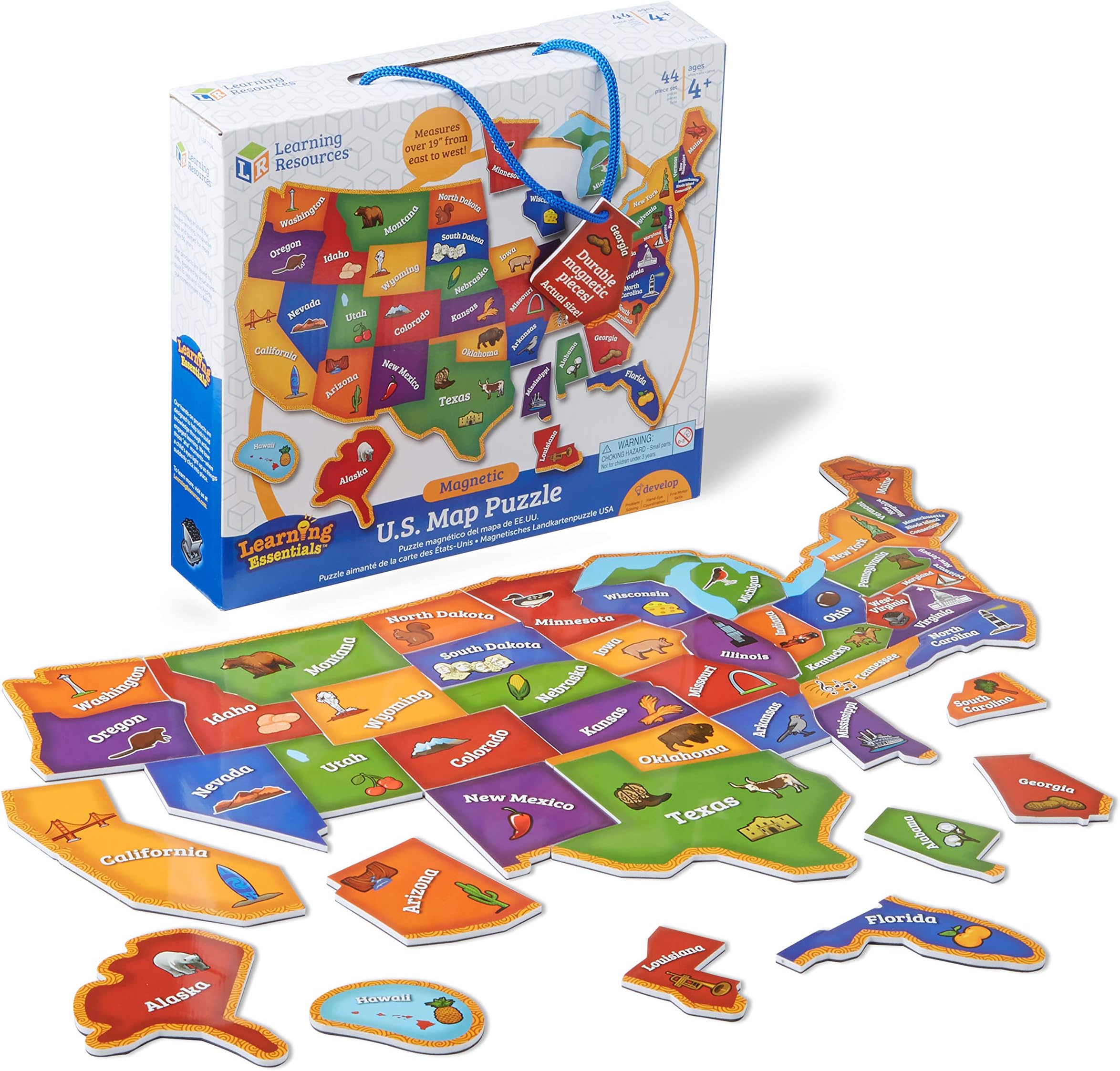 Magnetic U.S. Map Puzzle - Educational Map of the United States of America, Geography Matching Games, Kids Homeschool and Classroom Must Haves, Gifts for Boys and Girls