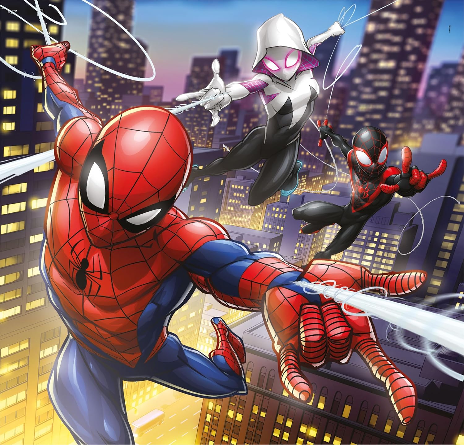 Clementoni - Marvel Spider-Man Supercolor Spider-Man-3x48 (Includes 3 48 Pieces) Children 5 Years, Cartoon Puzzles, Made in Italy, Multicoloured, 25316