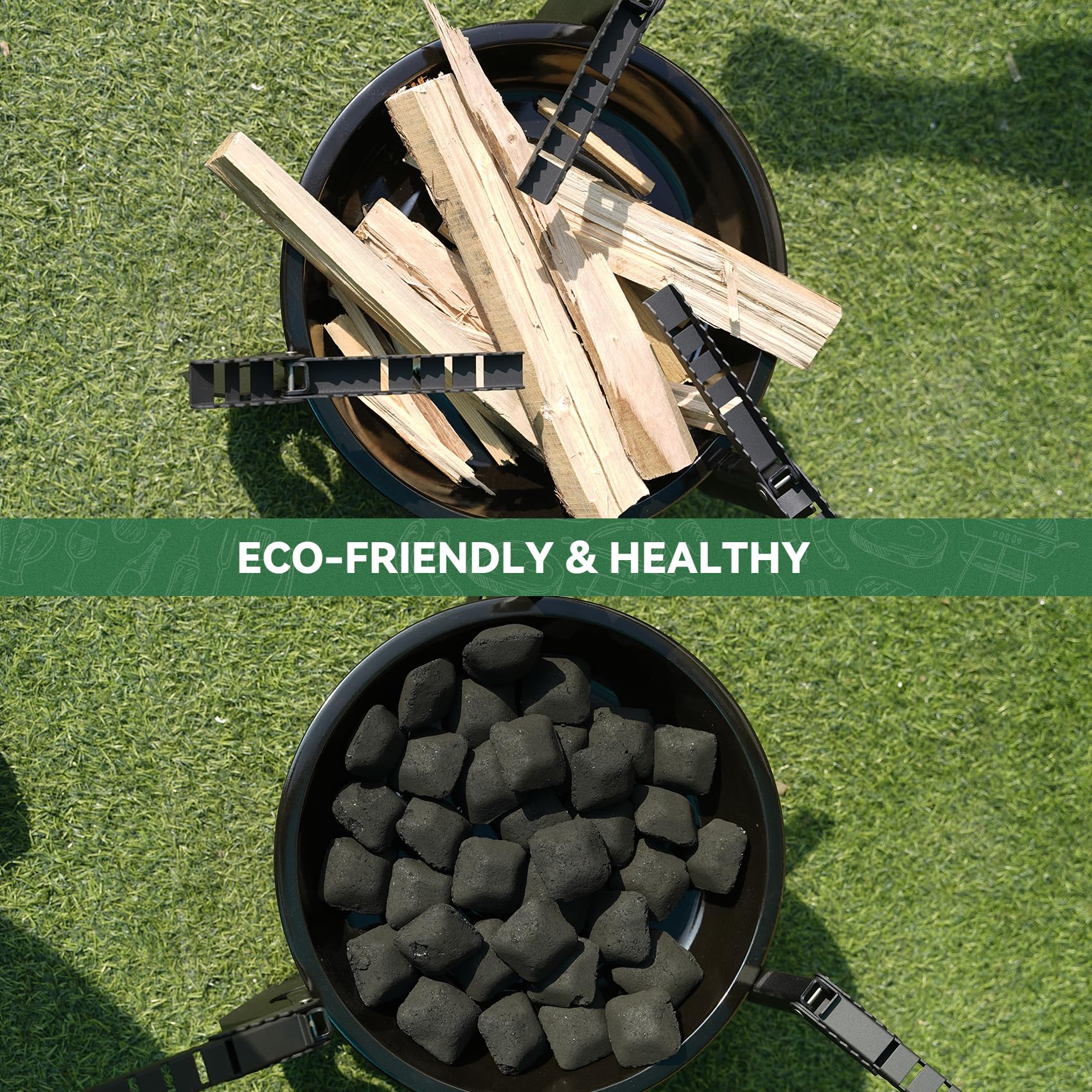 Onlyfire Soporte Resistente para Horno Holandés con Bandeja de Carbón y Bolsa de Transporte para Cocinar Al Aire Libre, Acampar, Senderismo y Excursionismo