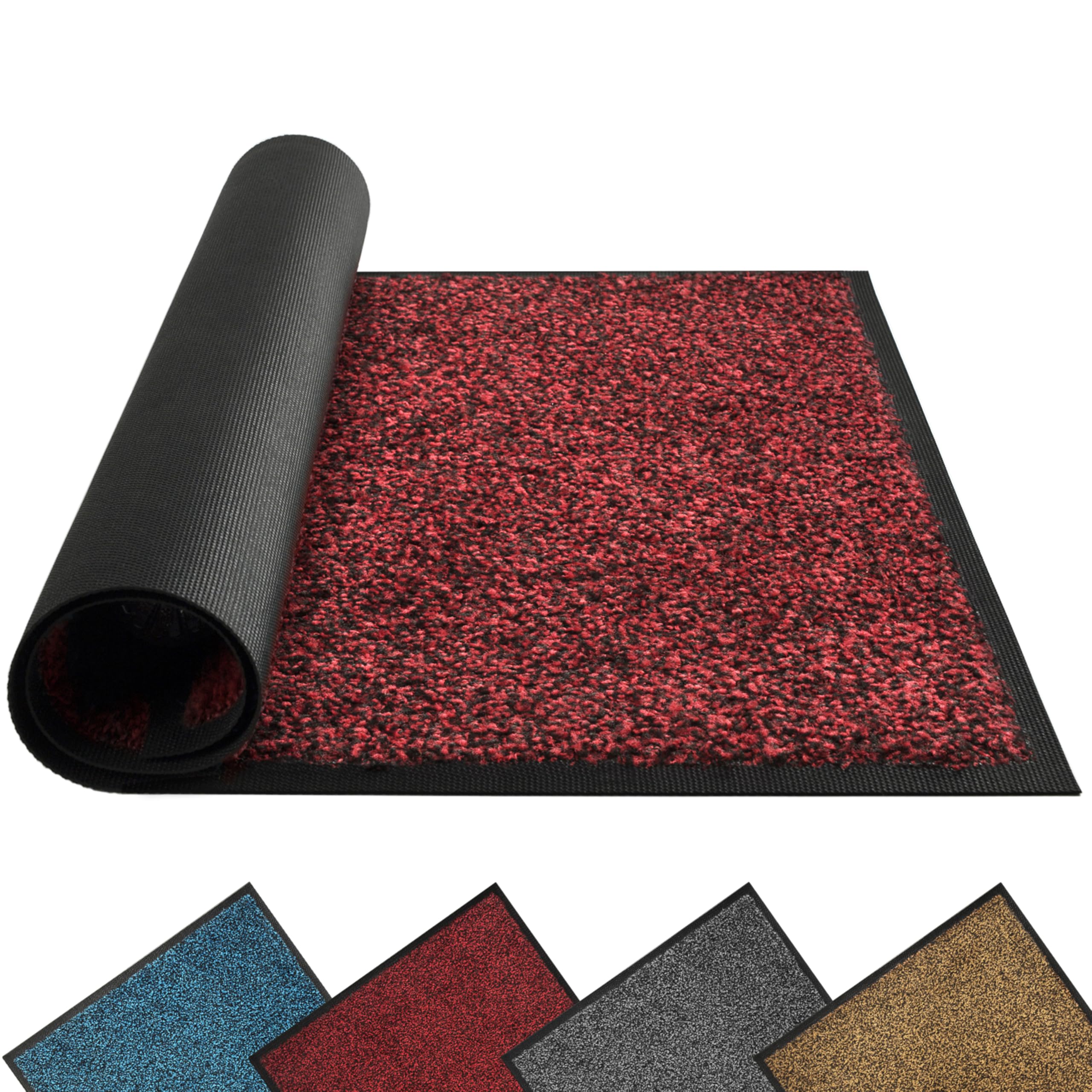 Door Mat Dirt Trapper for Indoor and Outdoor, 40x60cm, Red Washable Non-Slip UK