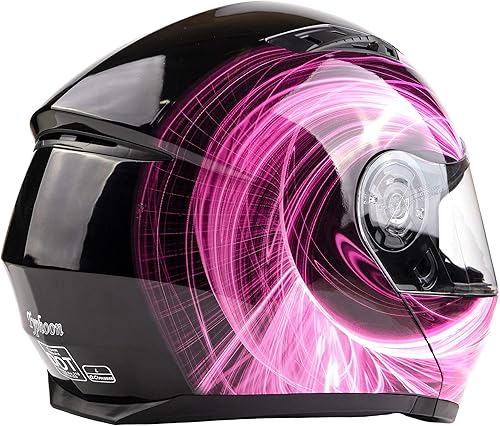 Miniatura 6 de Typhoon TH158 Casco modular para motos de nieve, para adultos, con doble visera, DOT, de cara completa, se levanta hacia arriba