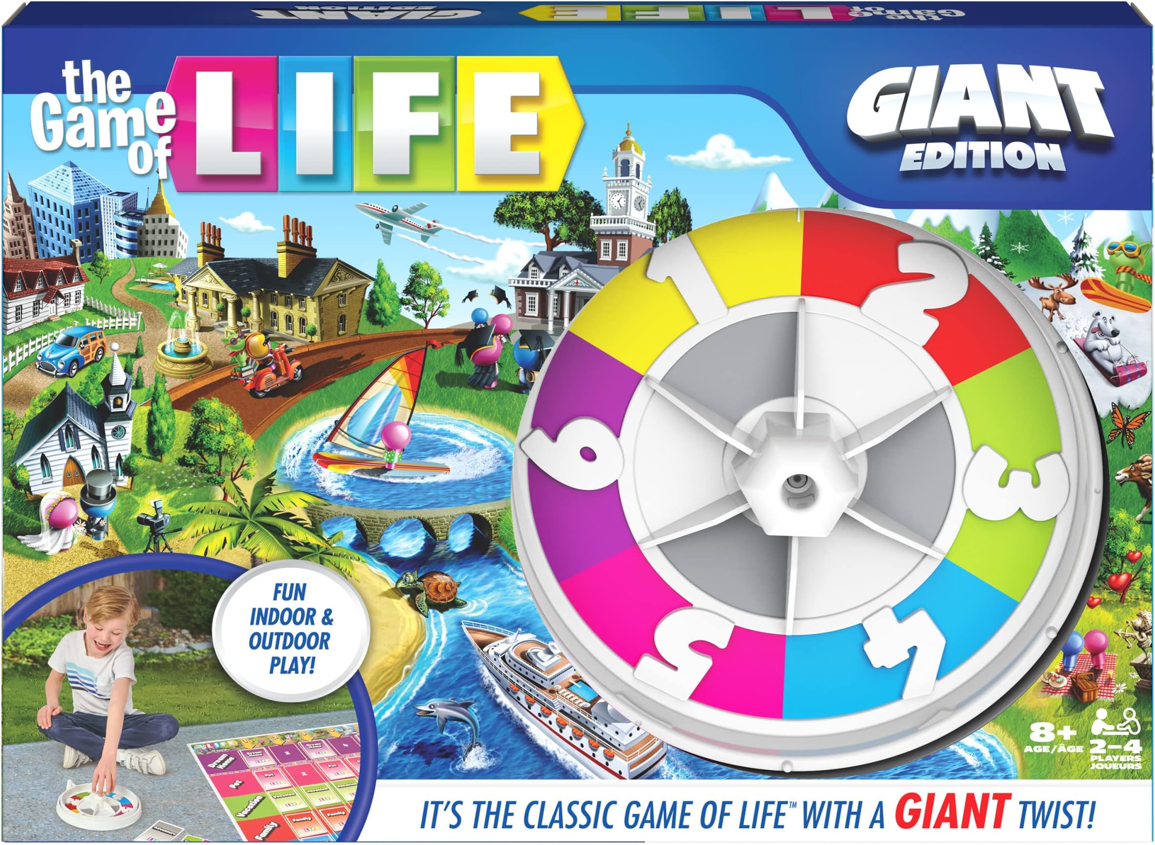 The Game of Life, Giant Edition Family Board Game Indoor/Outdoor Fun Game with Big Oversized Gameboard Cards Spinner, for Adults and Kids Ages 8 and up
