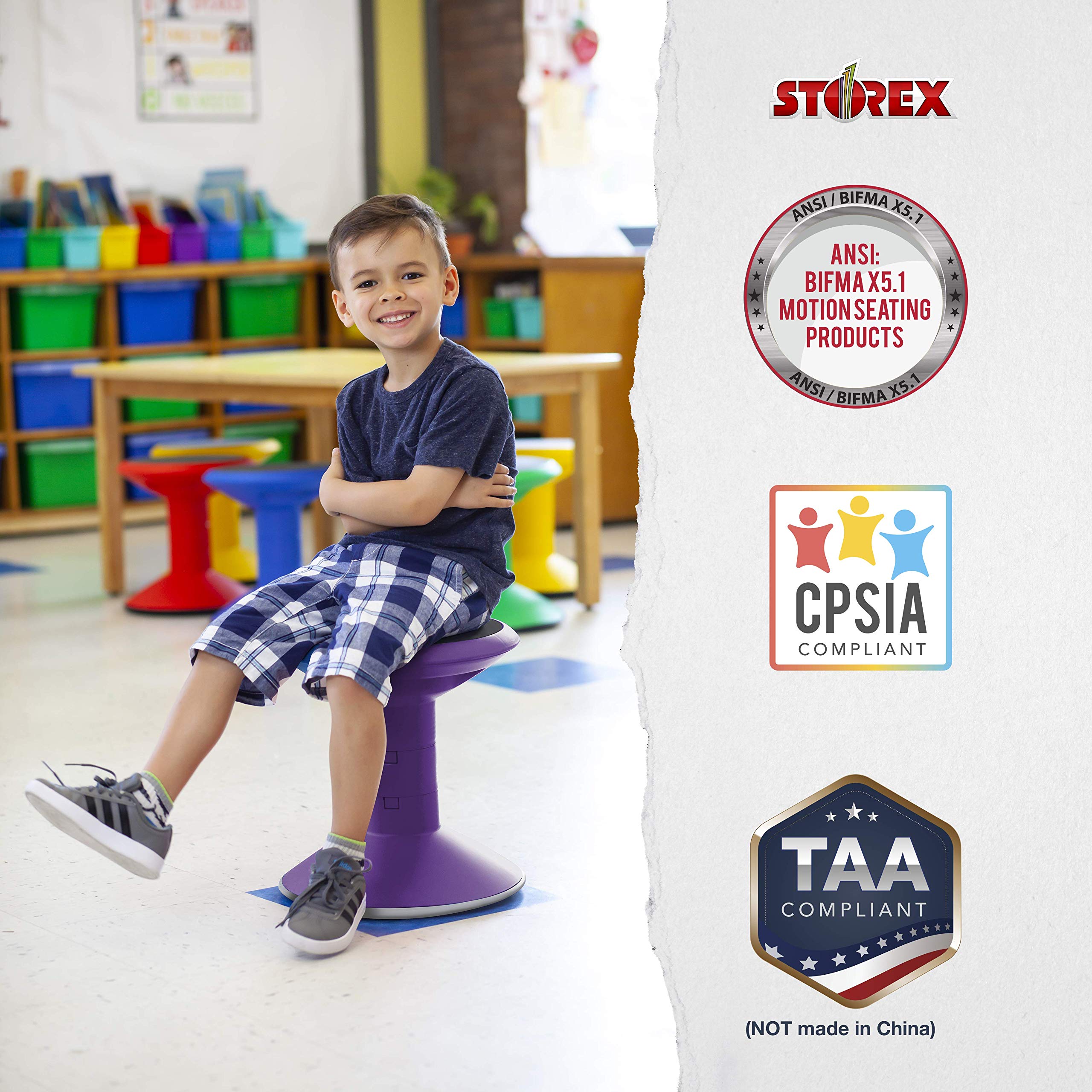 Wobble Chair Kids Storex Wiggle Stool, Non-Slip Base, Adjustable