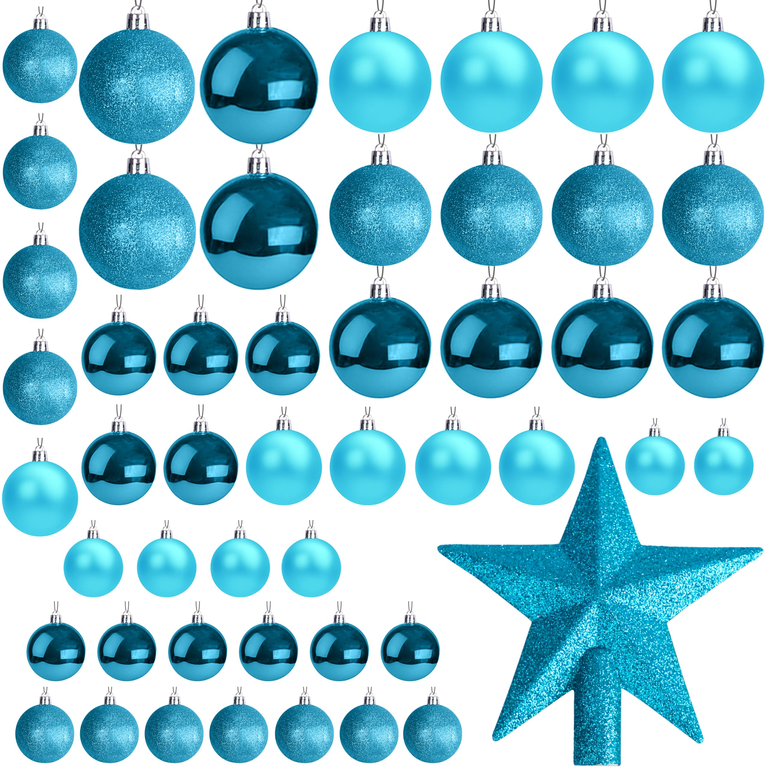 EcoNour Christmas Tree Baubles 50Pcs Blue – Shatterproof Xmas Ornaments Balls Set for Christmas Decorations & Christmas Tree Decor