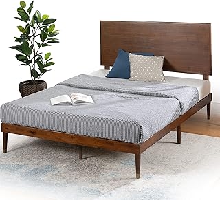 ZINUS Raymond Wood Platform Bed Frame with Adjustable Wood Headboard, Solid Wood Foundation, Wood Slat Support, No Box Spring Needed, Easy Assembly, King, Brown