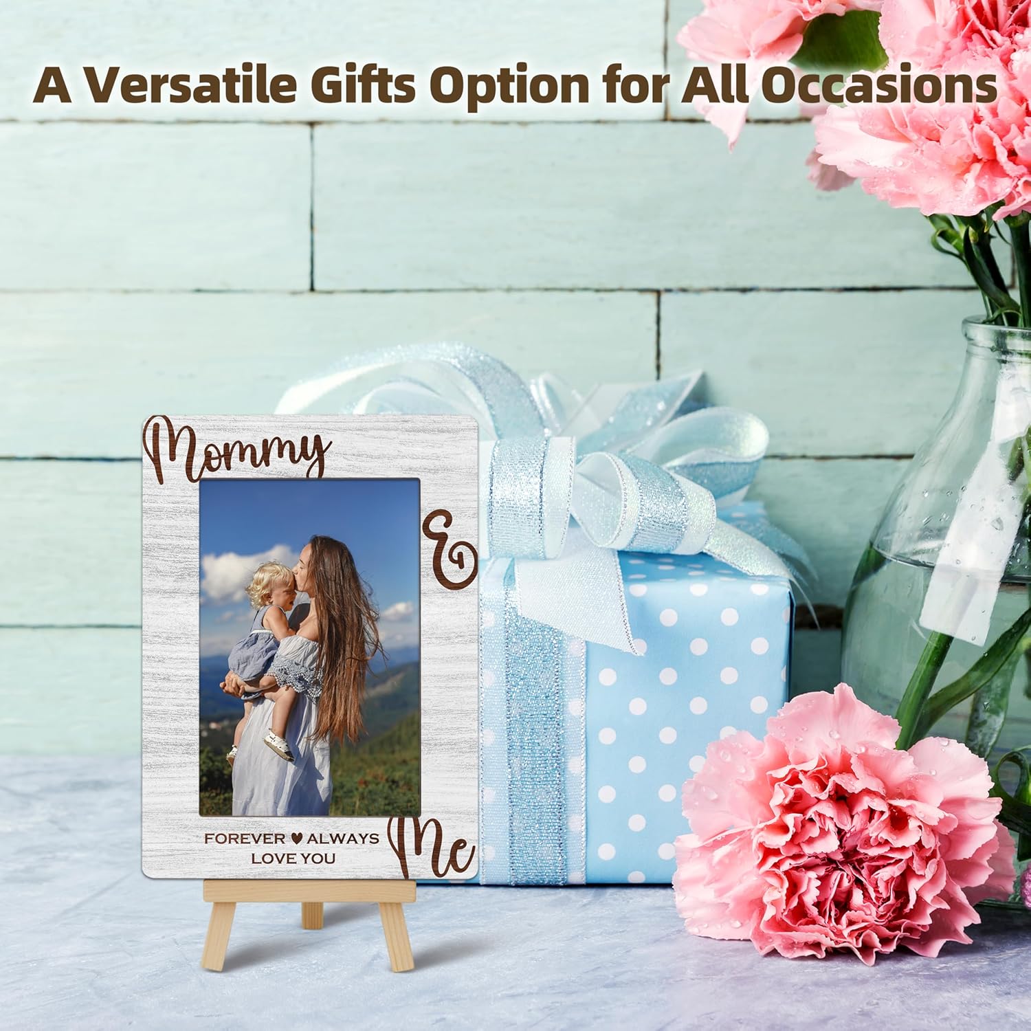 Mommy & Me Picture Frame, Mother's Day Gifts Wooden Photo Frame with Easel, Display Photo Insert, 4x6 Picture Frame for Tabletop Display - A16 - Image 5