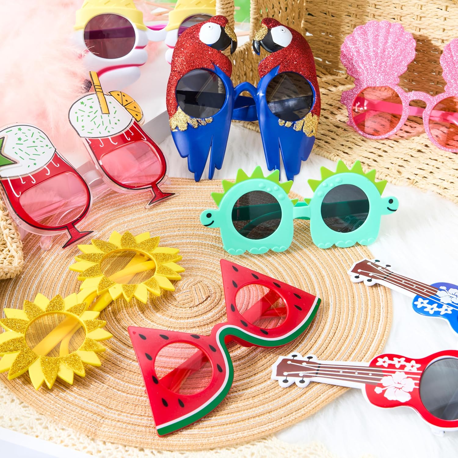 JOYIN 12 Pcs Hawaiian Luau Party Sunglasses, Summer Pool Party Decorations, Tropical Glasses for Girls Hawaiian Outfit, Cool Party Favors & Theme Supplies - Image 5