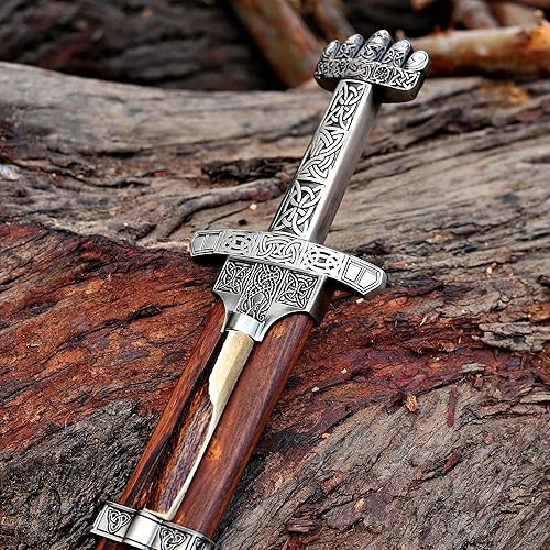 Espada vikinga de acero de Damasco Espada coleccionable vikinga Espada nórdica auténtica Espada medieval Regalo vikingo para hombres Espada de