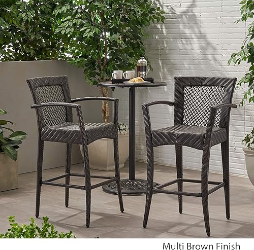 Miniatura 4 de Christopher Knight Home Megan Taburete de mimbre para exteriores de 46 pulgadas (juego de 2), acabado marrón multicolor