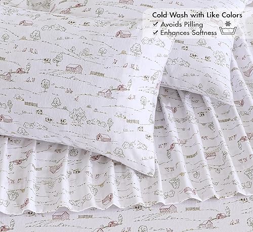 Vista 242 de RUVANTI Sábanas de franela 100% algodón King 4 piezas Celestial Stag Ciervo celestial