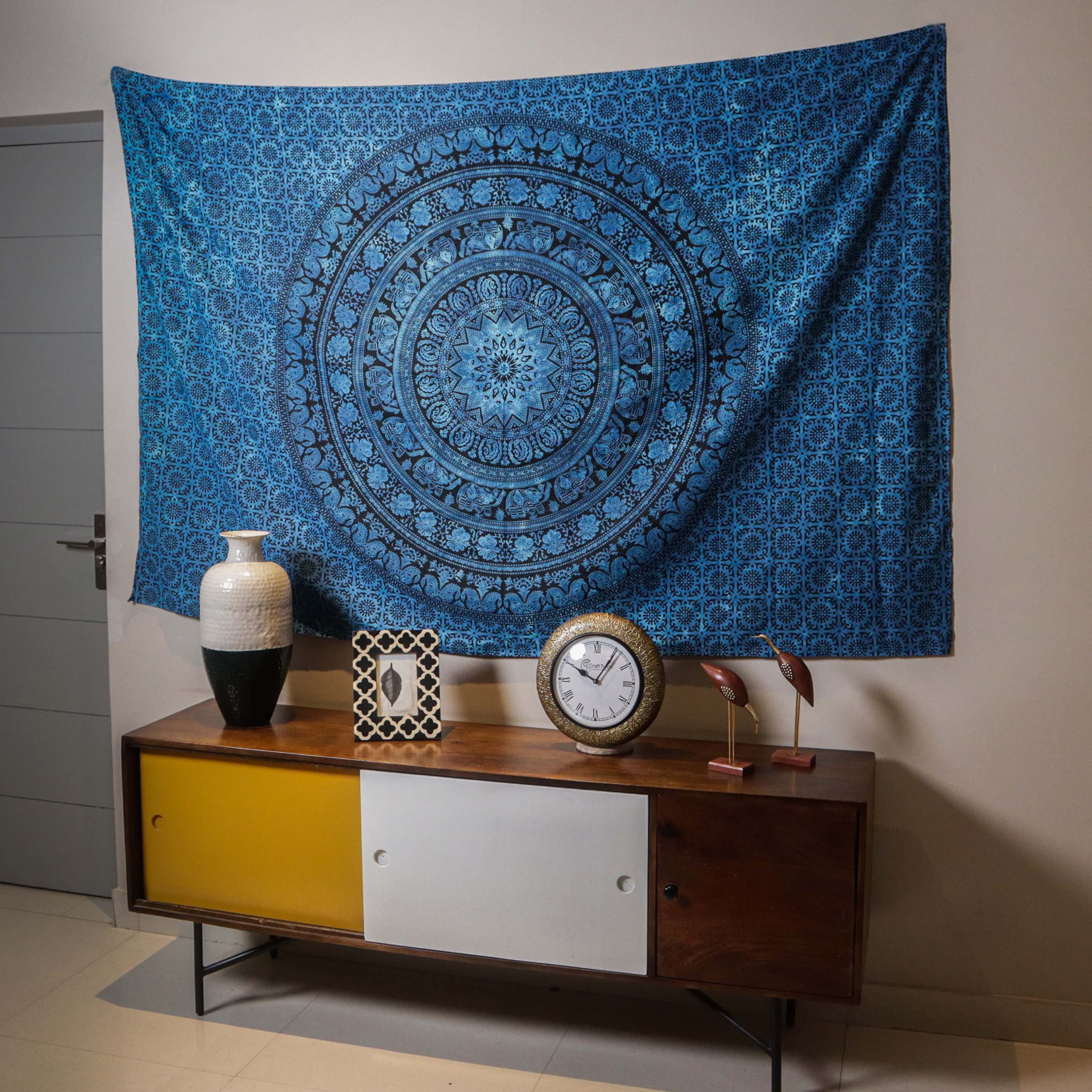 Craft Trade Mandala Elephant Tapestry Blue Wall Hanging Tapestry Boho Hippie Tapestries for Decor Living Room Yoga Meditation and Bedroom - Image 2
