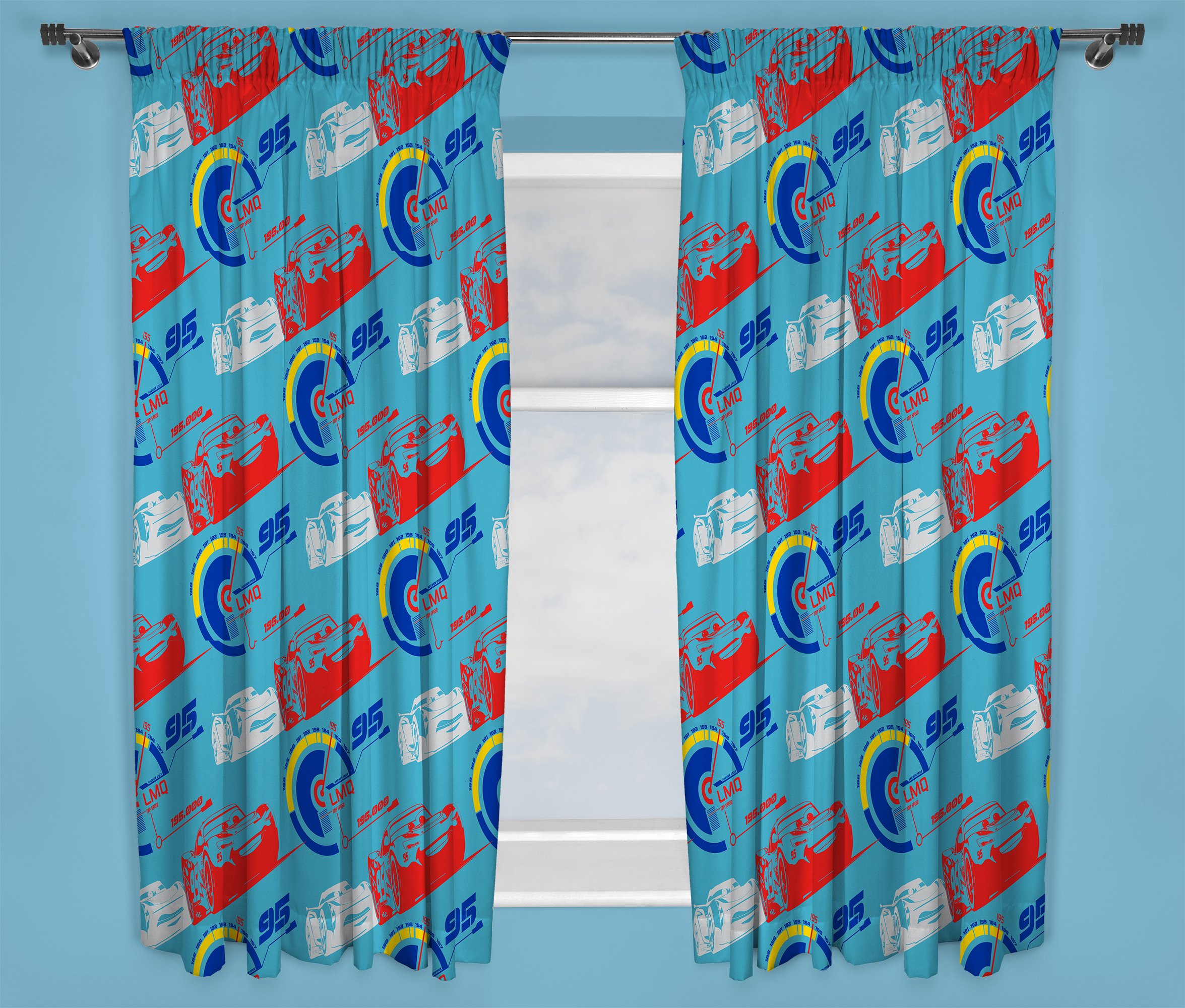 Disney, Juego de Cortinas de Rayo Mcqueen de Cars 3, Multicolor, 1,80 m