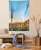 Vista 8 de Ambesonne Tapiz de naturaleza, silueta de oso salvaje en el bosque de la selva en la noche oscura, ilustración para colgar en la pared para Verde