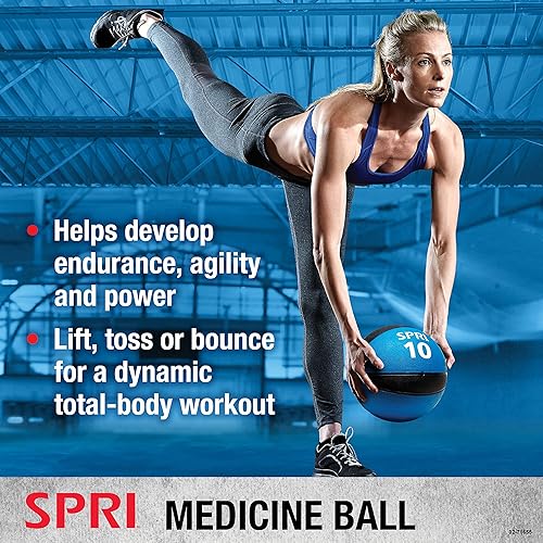 Miniatura 3 de SPRI Pelota medicinal - Pelota de entrenamiento de ejercicio para entrenamiento de resistencia - Superficie texturizada resistente de paredes